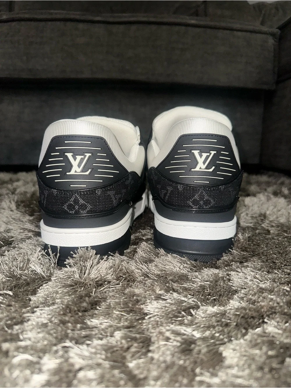Louis Vuitton Black and White LV High-Top Sneakers